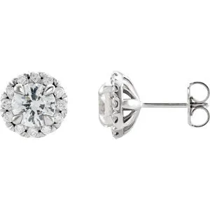14K White Sapphire & 1/3 CTW Diamond Earrings