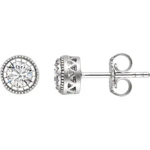 14K White Sapphire "April" Birthstone Earrings