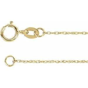 14K Yellow 1 mm Solid Rope 18" Chain
