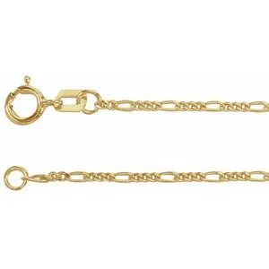 14K Yellow 1.28 mm Figaro 24" Chain
