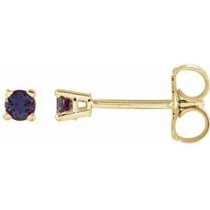 14K Yellow 2.5 mm Lab-Grown Alexandrite Stud Earrings