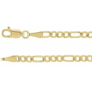 14K Yellow 3 mm Figaro 16" Chain