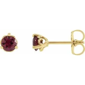14K Yellow 3 mm Natural Rhodolite Garnet Cocktail-Style Earrings