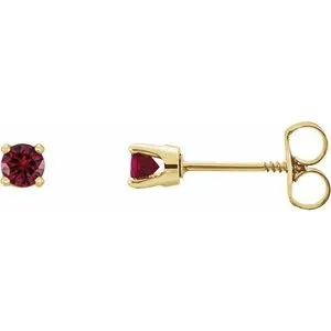 14K Yellow 3 mm Round Ruby Youth Birthstone Earrings