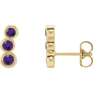 14K Yellow Amethyst Ear Climbers