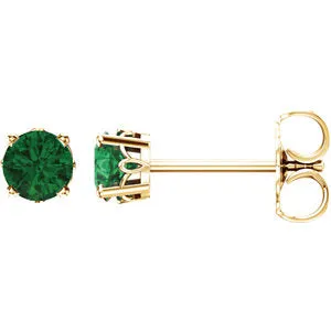 14K Yellow Emerald 4-Prong Scroll Setting® Stud Earrings