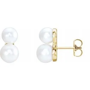 14K Yellow Freshwater Cultured Pearl Ear Climbers