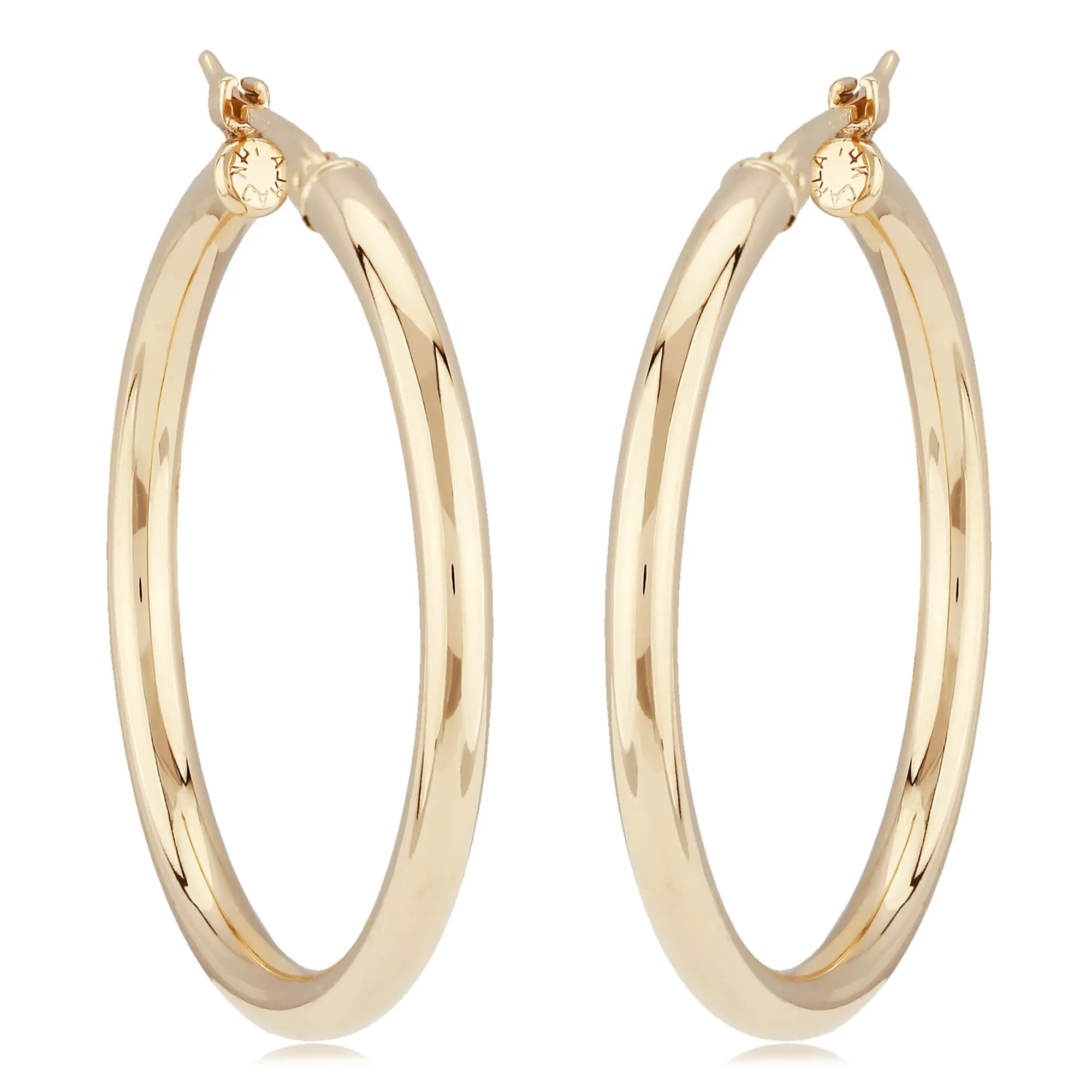 14K Yellow Gold 2.5X30mm S/D Hoop Earrings