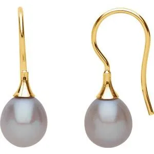 14K Yellow Gray Freshwater Cultured Pearl Earrings