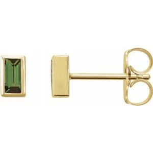 14K Yellow Green Tourmaline Bezel-Set Earrings