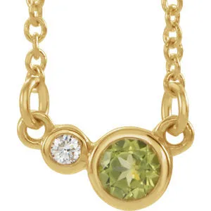 14K Yellow Peridot & .02 CTW Diamond 16" Necklace