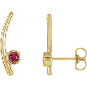 14K Yellow Ruby Ear Climbers