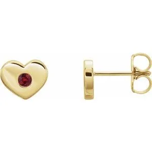 14K Yellow Ruby Heart Earrings