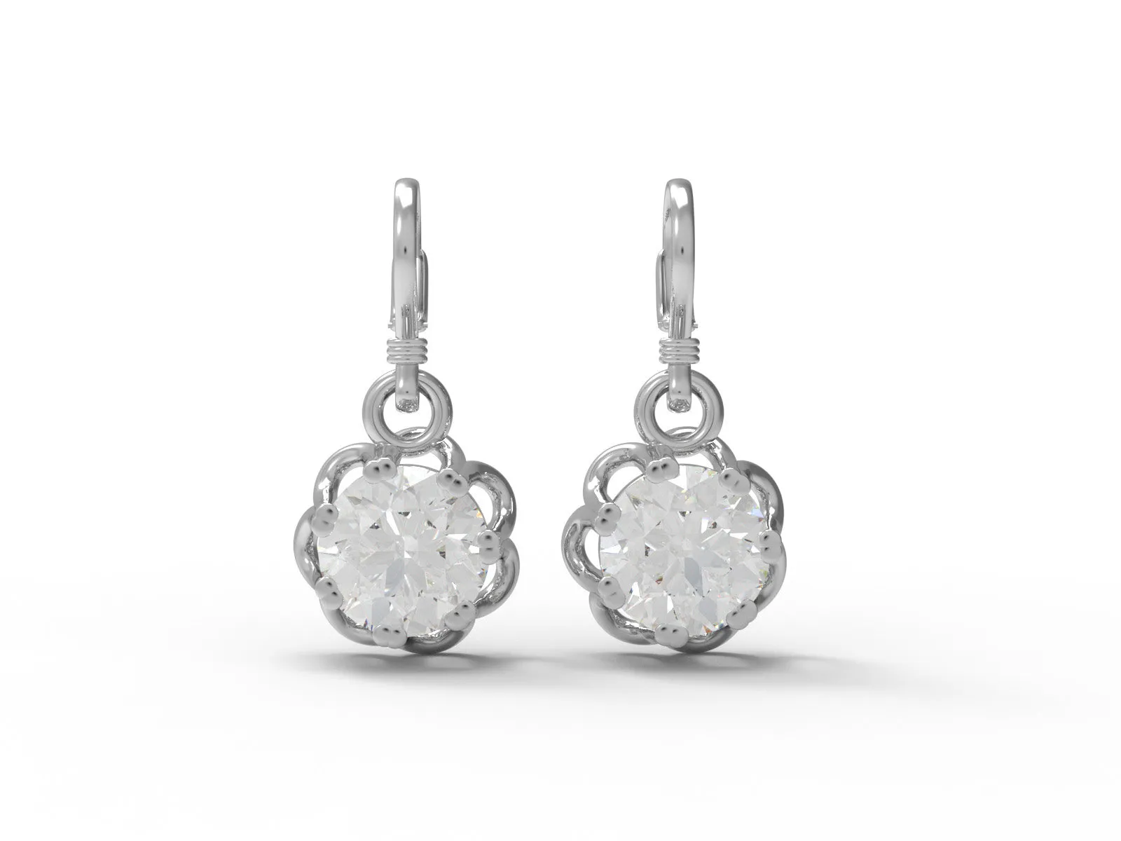 1.5 Ctw Round Moissanite 925 Sterling Silver Solitaire Dangle Earring For Women