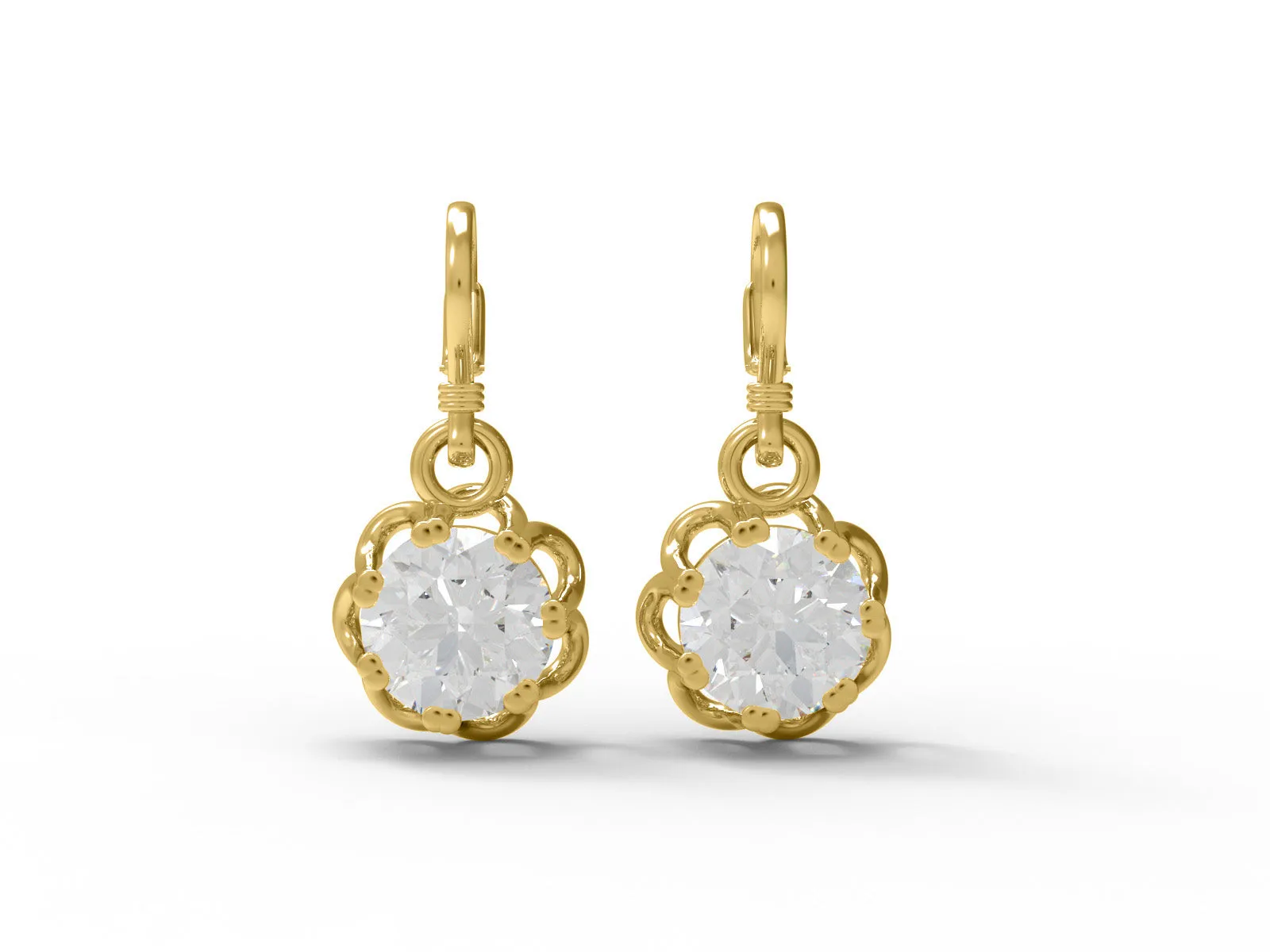 1.5 Ctw Round Moissanite 925 Sterling Silver Solitaire Dangle Earring For Women