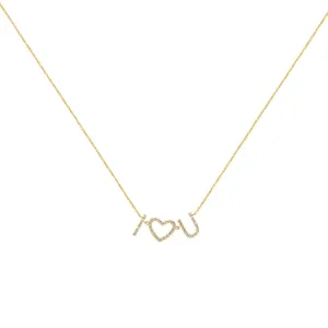 18 Karat Yellow Gold I HEART U diamond necklace