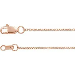 18K Rose 1 mm Solid Cable 16" Chain