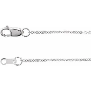 18K White 1 mm Solid Cable 18" Chain