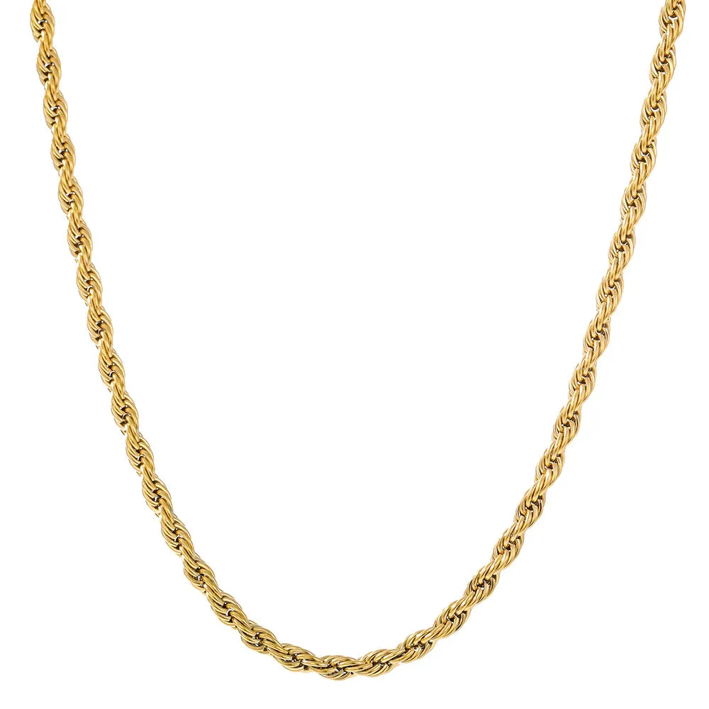 1pc Golden Silver Twist Chain Necklace Men Women Couple Necklace