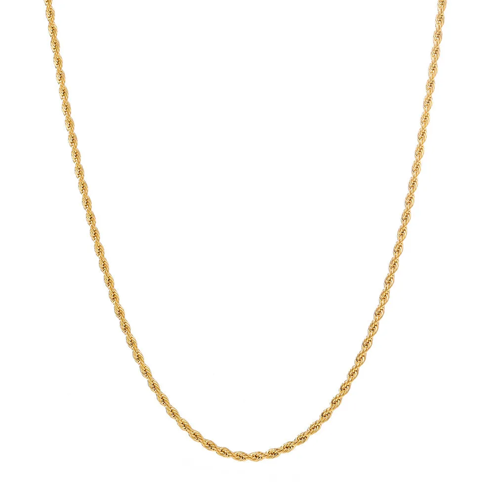 1pc Golden Silver Twist Chain Necklace Men Women Couple Necklace