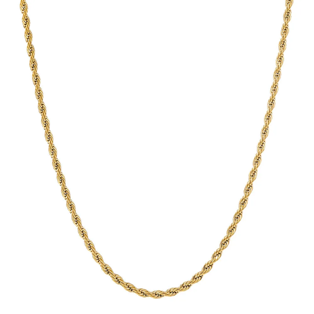 1pc Golden Silver Twist Chain Necklace Men Women Couple Necklace