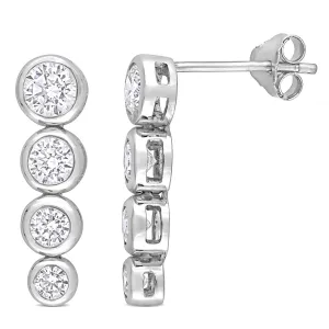 2 3/4 CT TGW CUBIC ZIRCONIA GRADUATED EARRINGS IN STERLING SILVER
