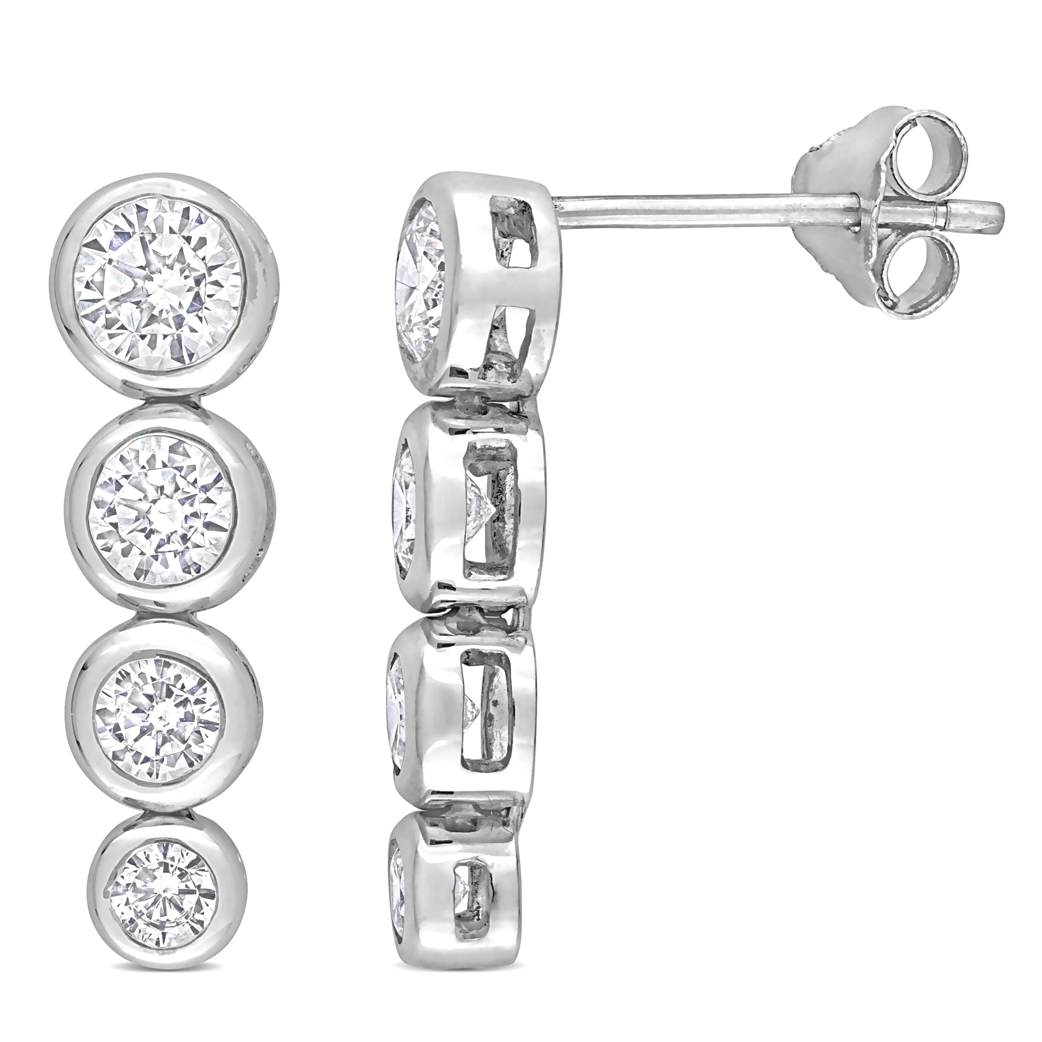 2 3/4 CT TGW CUBIC ZIRCONIA GRADUATED EARRINGS IN STERLING SILVER