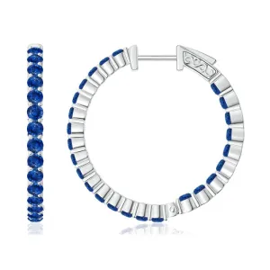 2 MM Round Blue Cz  Circle Connecting Stud Earring 925 Sterling Silver