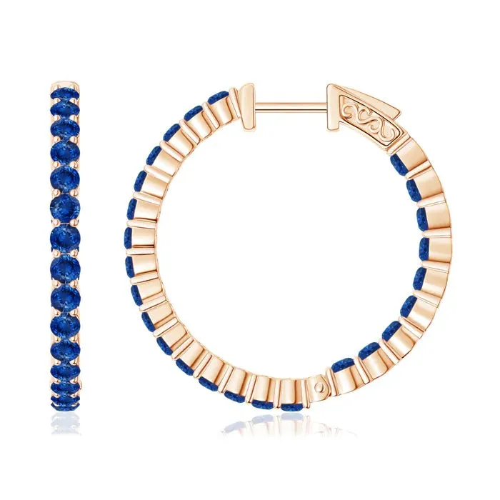 2 MM Round Blue Cz  Circle Connecting Stud Earring 925 Sterling Silver