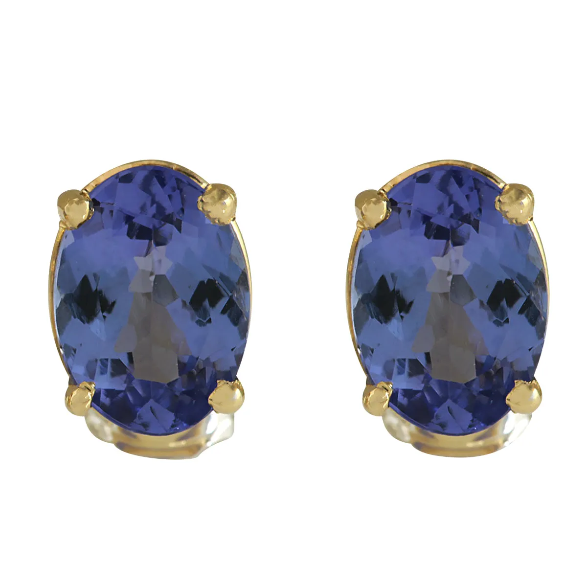 2.00 Carat Natural Tanzanite 14K Yellow Gold Earrings