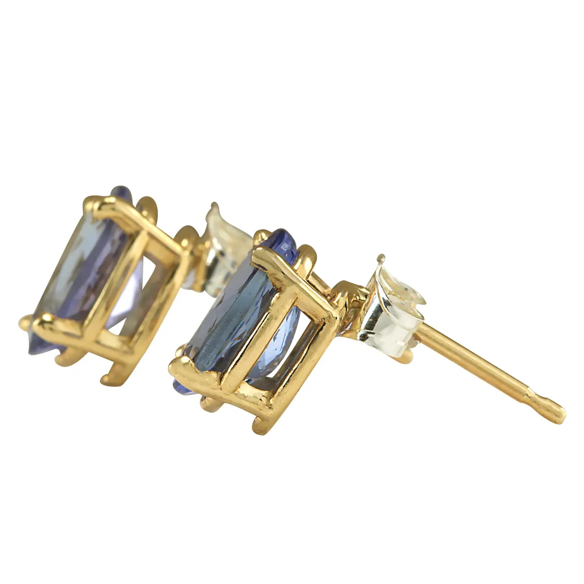 2.00 Carat Natural Tanzanite 14K Yellow Gold Earrings