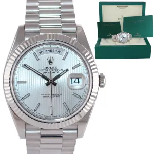 2018 Rolex Day Date 40 White Gold President Silver Tapestry 228239 Watch Box