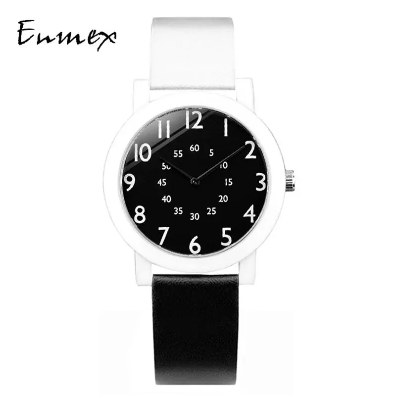 2022 Enmex original creative design girl wristwatch Jump number lady wath gift  brief simple face  fashion quartz lady watches