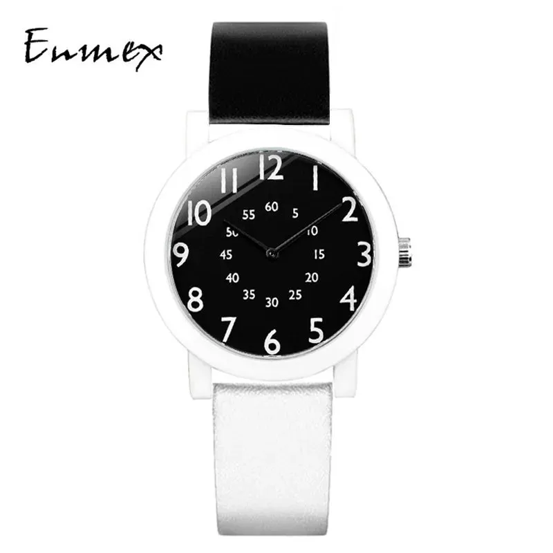 2022 Enmex original creative design girl wristwatch Jump number lady wath gift  brief simple face  fashion quartz lady watches