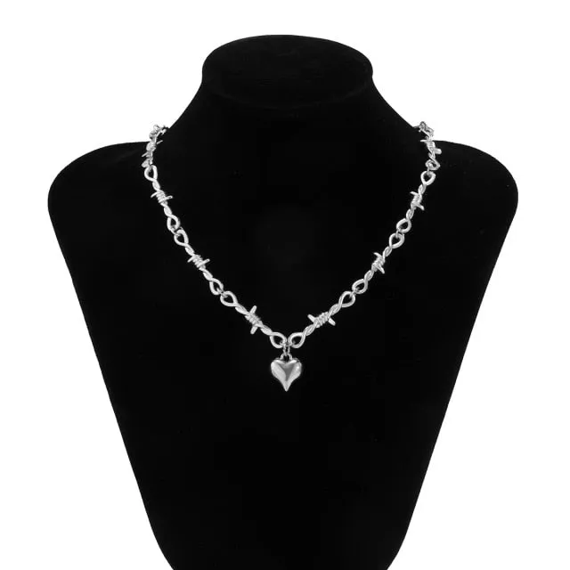 2022 New Brambles Unisex Choker Necklace Women Hip-hop Gothic Punk Style Barbed Wire Thorns Pendant Chain Valentine&#39;s Day Gifts