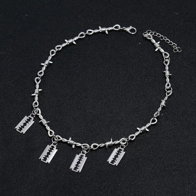 2022 New Brambles Unisex Choker Necklace Women Hip-hop Gothic Punk Style Barbed Wire Thorns Pendant Chain Valentine&#39;s Day Gifts
