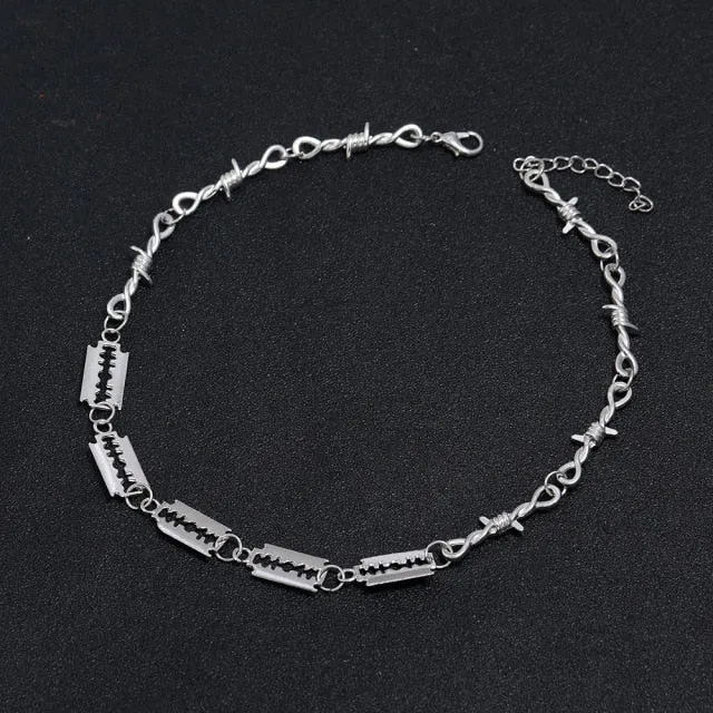 2022 New Brambles Unisex Choker Necklace Women Hip-hop Gothic Punk Style Barbed Wire Thorns Pendant Chain Valentine&#39;s Day Gifts