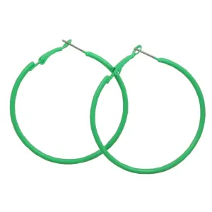 2" Medium Sized Green Enamel Skinny Hoop Pierced Earring - FE220RD