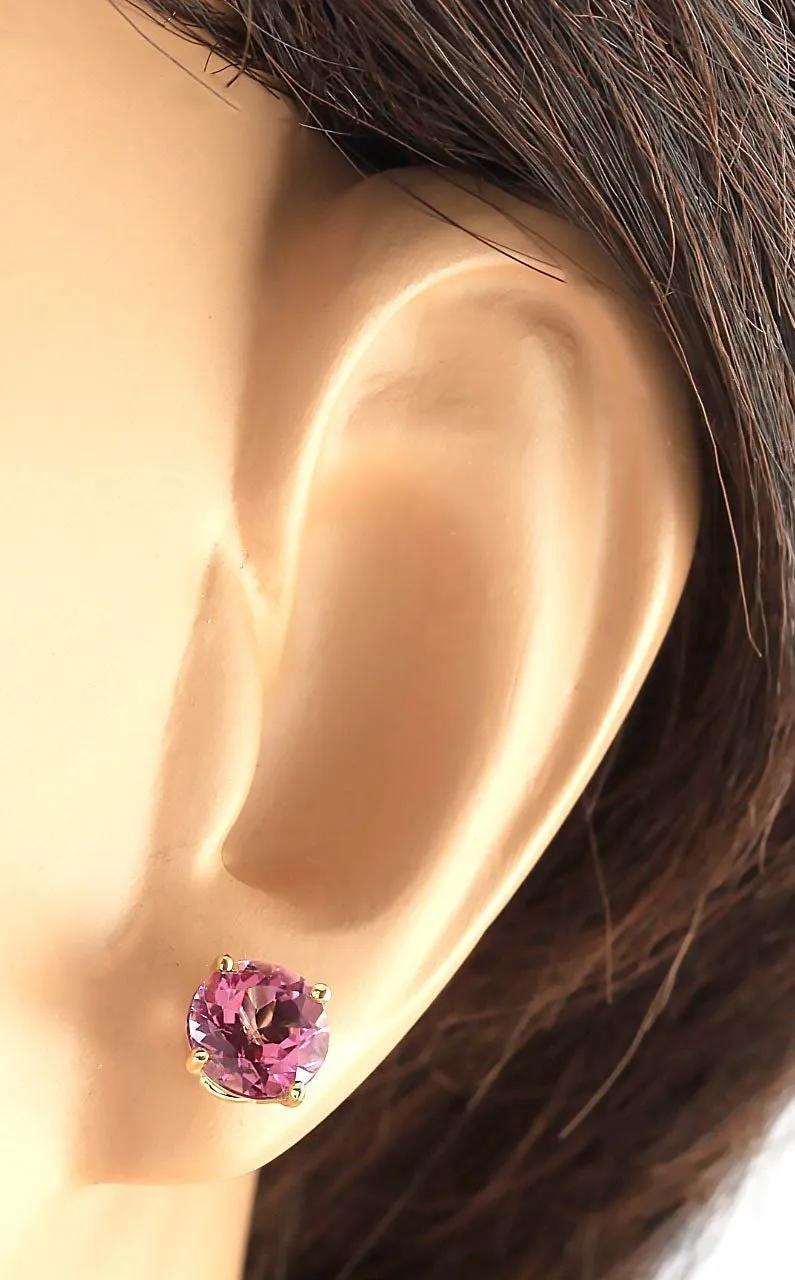 3.00 Carat Natural Tourmaline 14K Yellow Gold Earrings