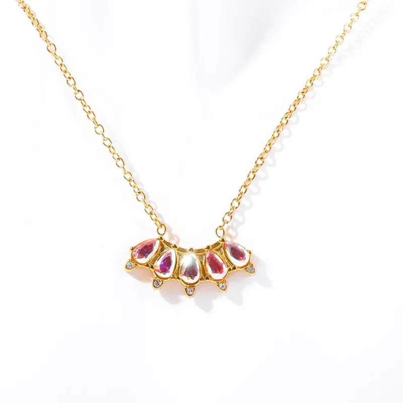 304 Stainless Steel 18K Gold Plated Simple Style Classic Style Plating Inlay Color Block Rhinestones Necklace