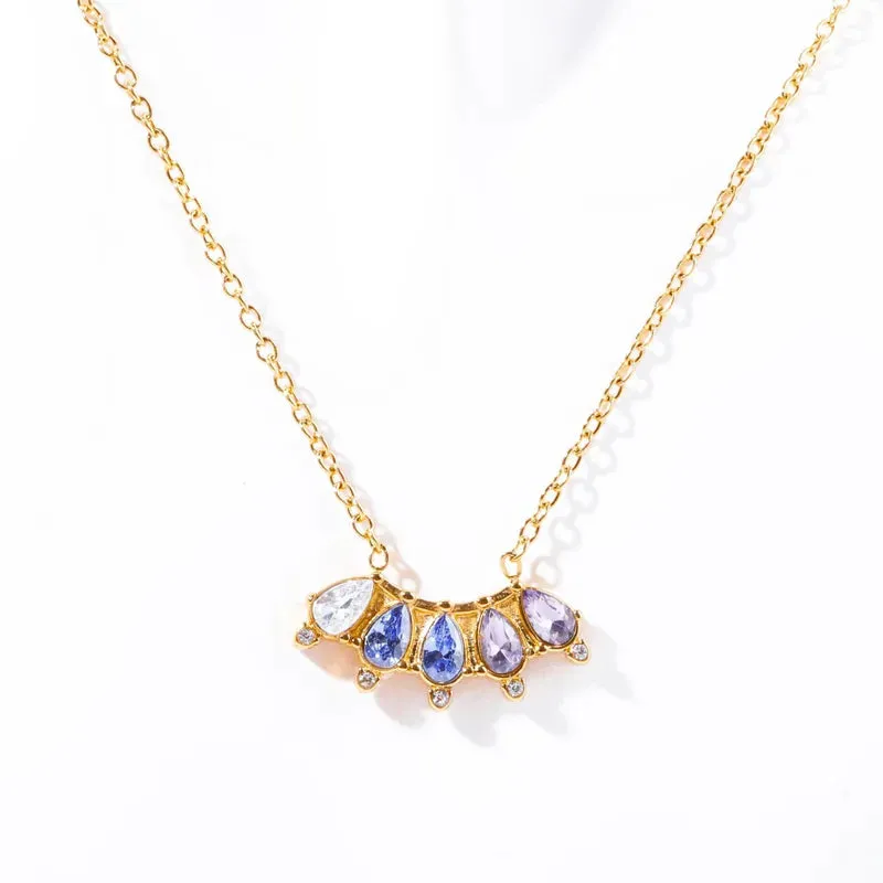 304 Stainless Steel 18K Gold Plated Simple Style Classic Style Plating Inlay Color Block Rhinestones Necklace