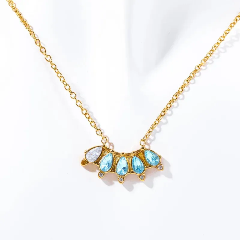 304 Stainless Steel 18K Gold Plated Simple Style Classic Style Plating Inlay Color Block Rhinestones Necklace