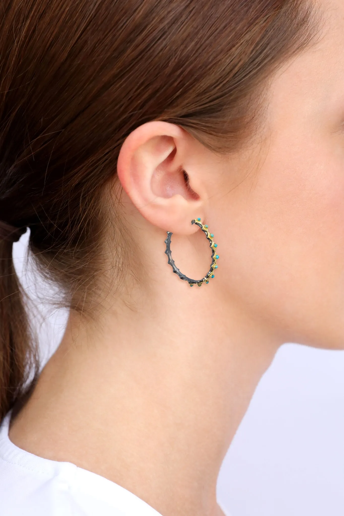 35MM TURQUOISE CRIVELLI HOOP EARRING