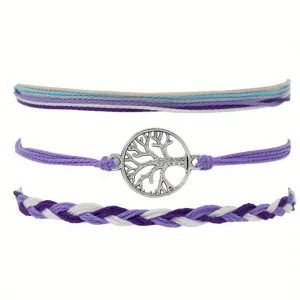 3pcs Boho Style Tree Of Life Woven Bracelets