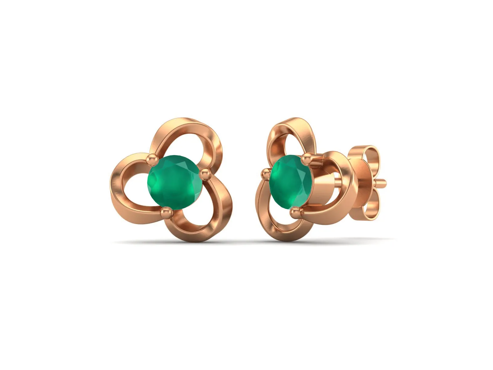 4mm Round Shape Green Onyx 925 Sterling Silver Solitaire Women Stud Earrings