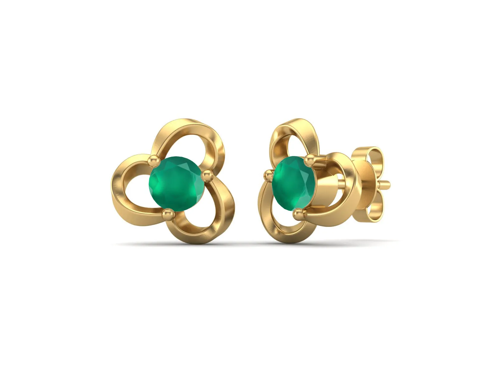 4mm Round Shape Green Onyx 925 Sterling Silver Solitaire Women Stud Earrings