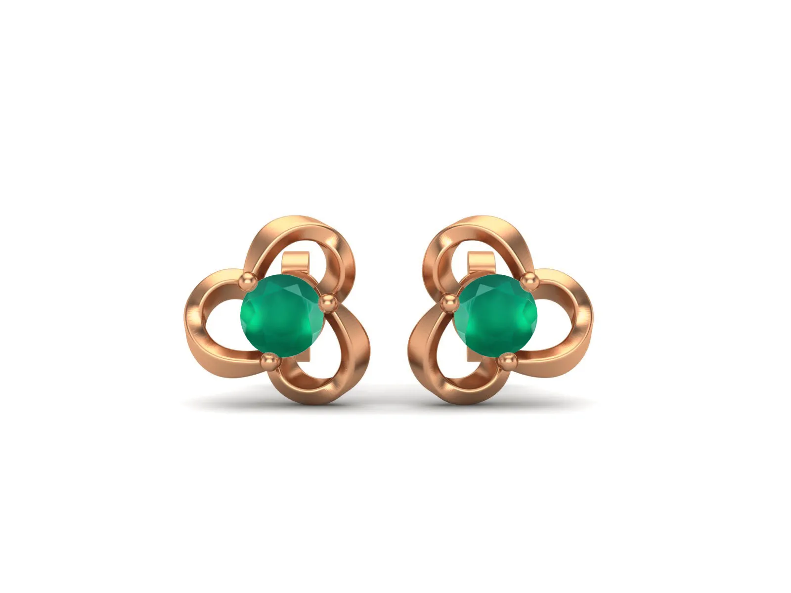 4mm Round Shape Green Onyx 925 Sterling Silver Solitaire Women Stud Earrings