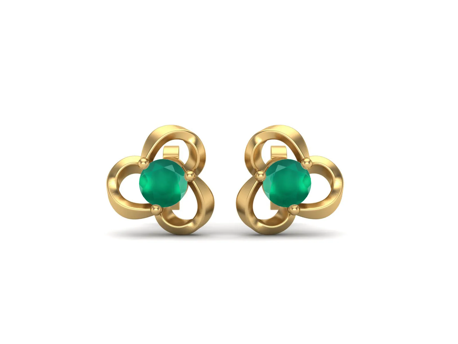 4mm Round Shape Green Onyx 925 Sterling Silver Solitaire Women Stud Earrings