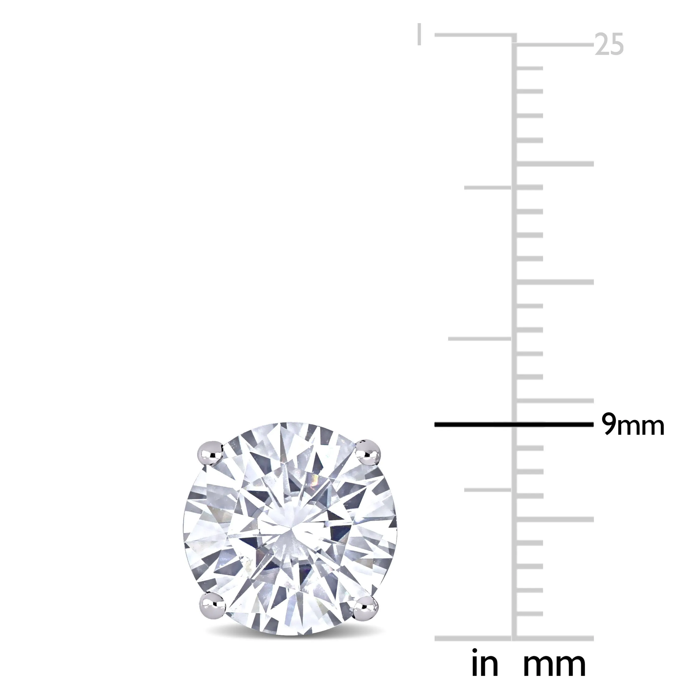 5CT TW round Moissanite stud 14K White Gold
