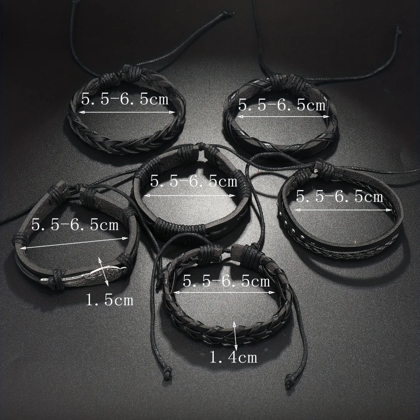 5pcs Retro Hand-woven PU Leather Bracelet Set